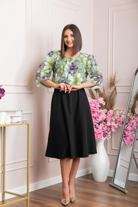 Bluza eleganta Anastasia cu imprimeuri florale - Verde crud [4]