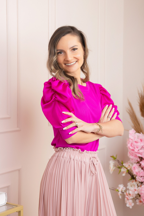 Bluza eleganta Arabella cu maneci bufante - Fuchsia [2]