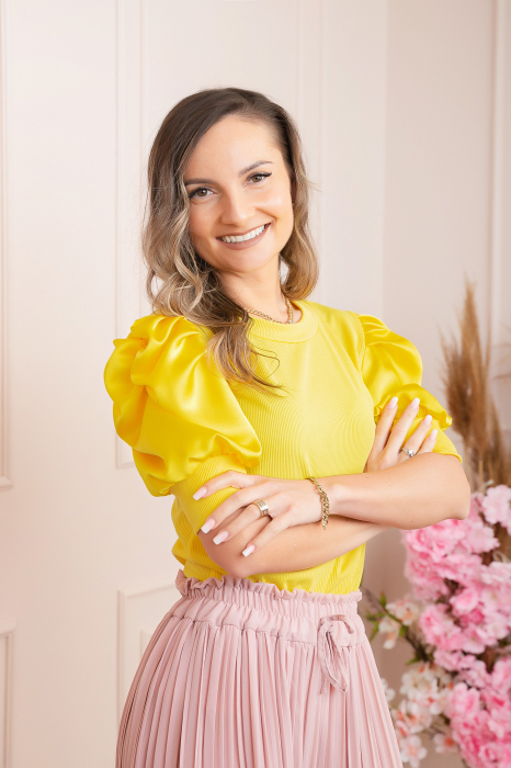 Bluza eleganta Arabella cu maneci bufante - Galben [2]