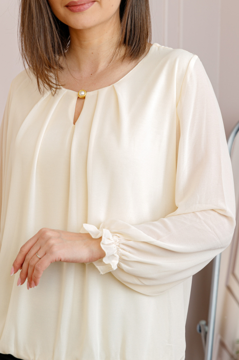 Bluza eleganta dama Sheila din voal cu captuseala - Ivoire [2]