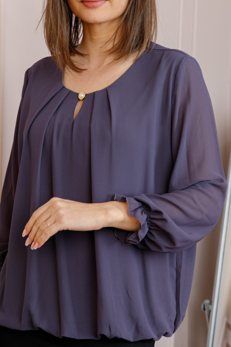 Bluza eleganta dama Sheila din voal cu captuseala - Mov [2]