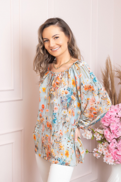 Bluza eleganta Fiona din voal cu imprimeu floral orange [3]