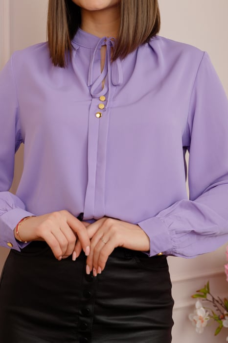 Bluza eleganta Josephine cu nasturi decorativi - Mov [2]