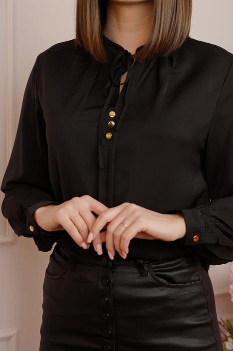 Bluza eleganta Josephine cu nasturi decorativi - Negru [2]