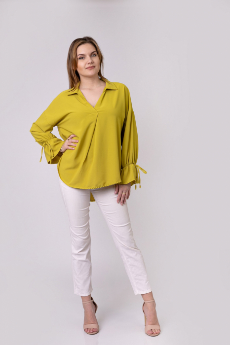 Bluza galben mustar vaporoasa cu maneci clopot [5]