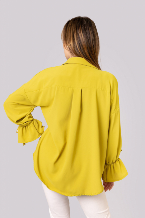 Bluza galben mustar vaporoasa cu maneci clopot [3]