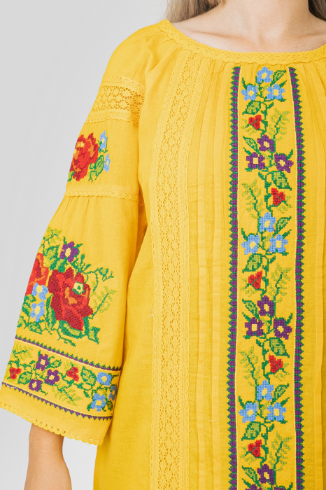 Bluza galbena cu motiv floral multicolor Francesca 03 [2]