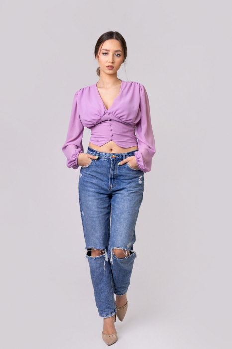 Bluza lila cu maneci bufante [4]