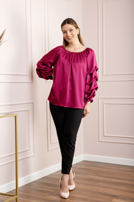 Bluza magenta eleganta cu maneci bufante [4]