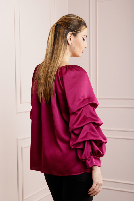 Bluza magenta eleganta cu maneci bufante [3]