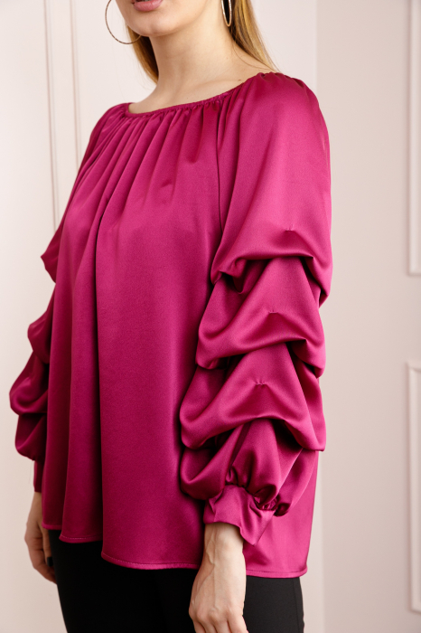 Bluza magenta eleganta cu maneci bufante [2]