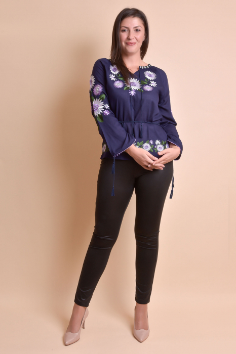 Bluza mov cu motiv floral multicolor Catrinel 08 [10]