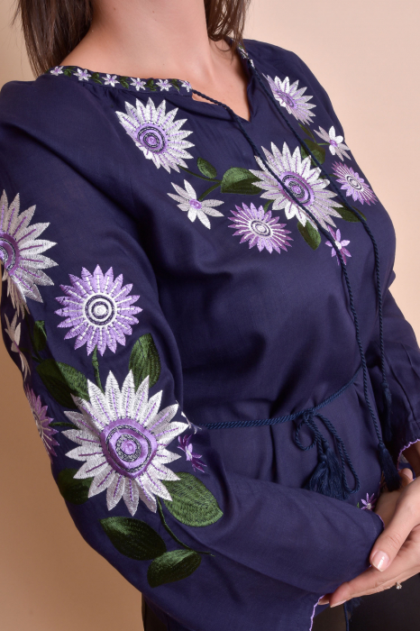 Bluza mov cu motiv floral multicolor Catrinel 08 [4]