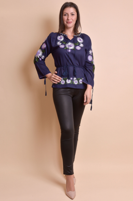 Bluza mov cu motiv floral multicolor Catrinel 08 [7]