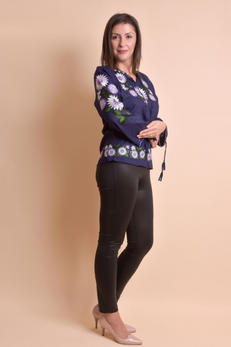 Bluza mov cu motiv floral multicolor Catrinel 08 [8]