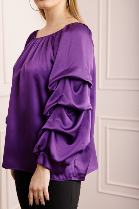 Bluza mov eleganta cu maneci bufante [2]