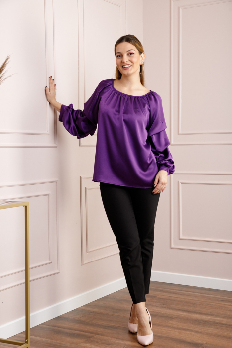 Bluza mov eleganta cu maneci bufante [4]