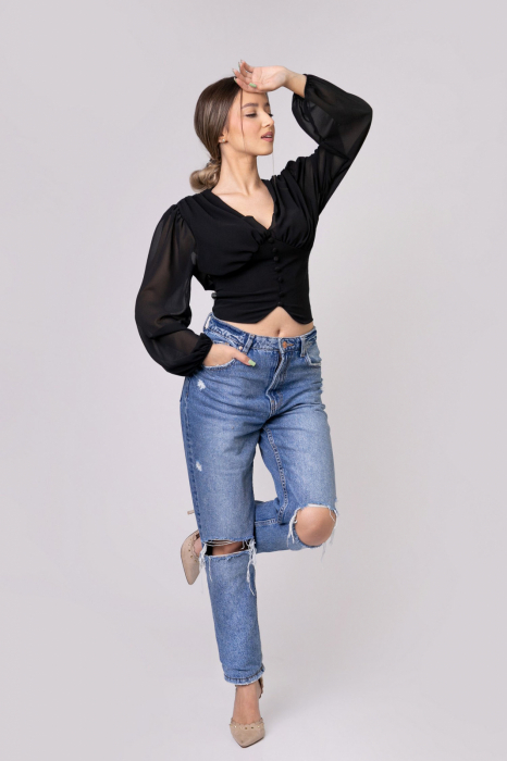 Bluza neagra cu maneci bufante [4]