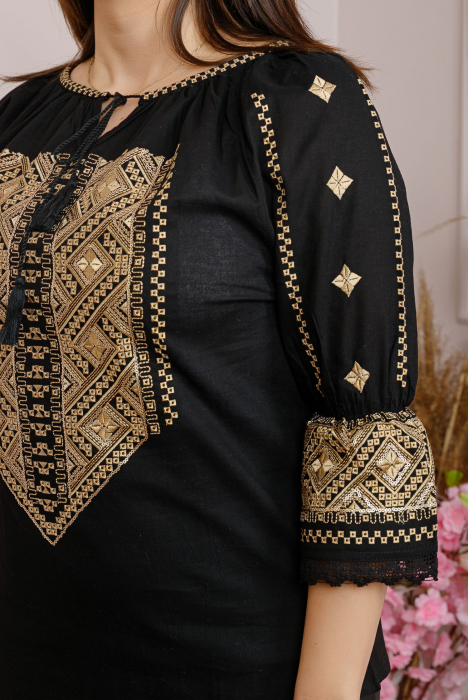 Bluza neagra cu motiv geometric auriu Minerva 01 [2]