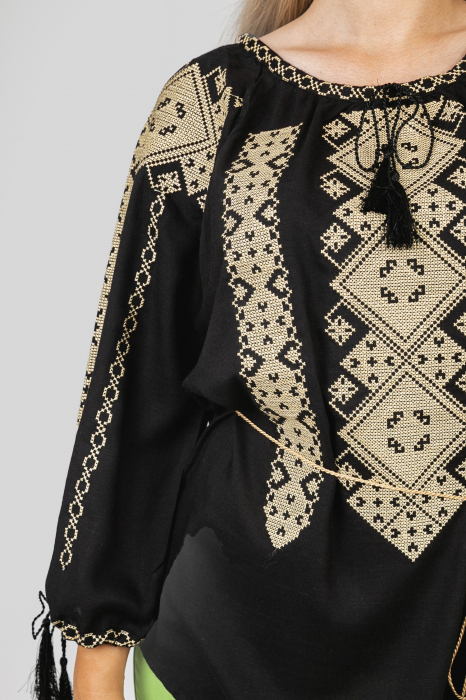 Bluza neagra cu motiv geometric crem Marlena 03 [2]