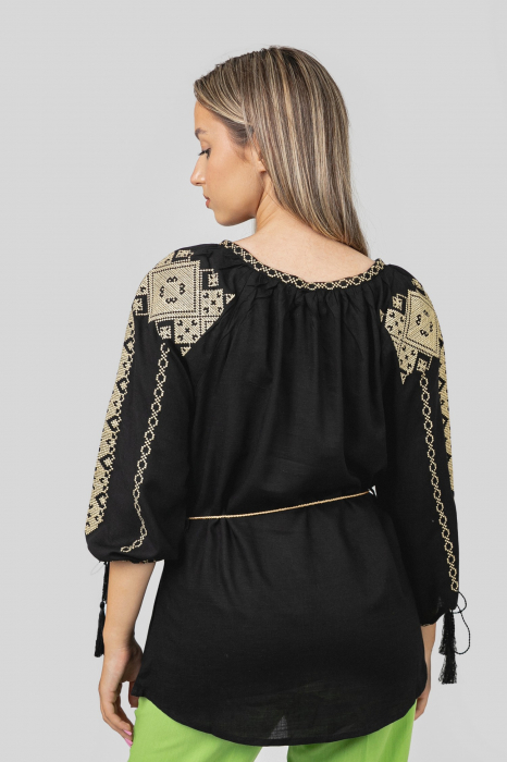 Bluza neagra cu motiv geometric crem Marlena 03 [3]