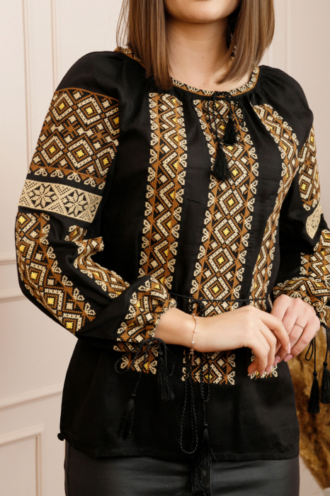 Bluza neagra cu motiv geometric crem Miruna [2]