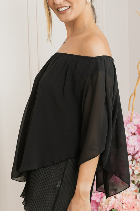Bluza neagra din voal cu maiou plisat [2]