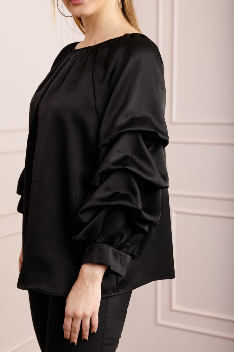 Bluza neagra eleganta cu maneci bufante [2]