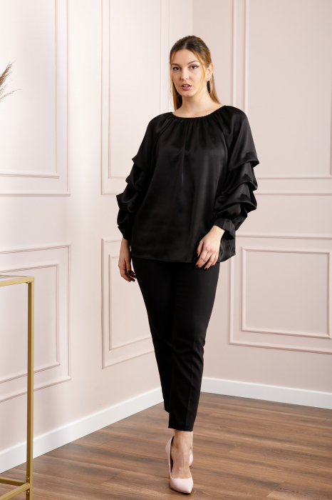 Bluza neagra eleganta cu maneci bufante [4]