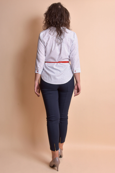 Bluza office alba cu buline si guler tunica [6]