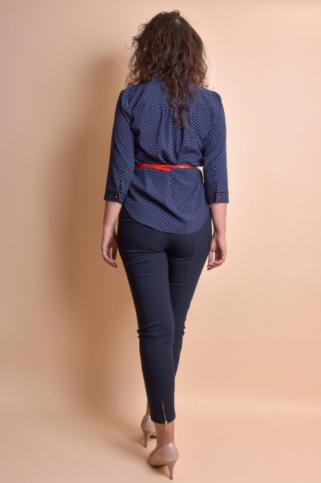 Bluza office bleumarin cu buline si guler tunica [6]
