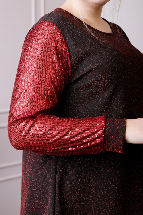 Bluza plus size Chloe cu paiete si fir lame - Grena [2]