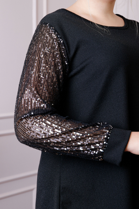 Bluza plus size Chloe cu paiete si fir lame - Negru [2]