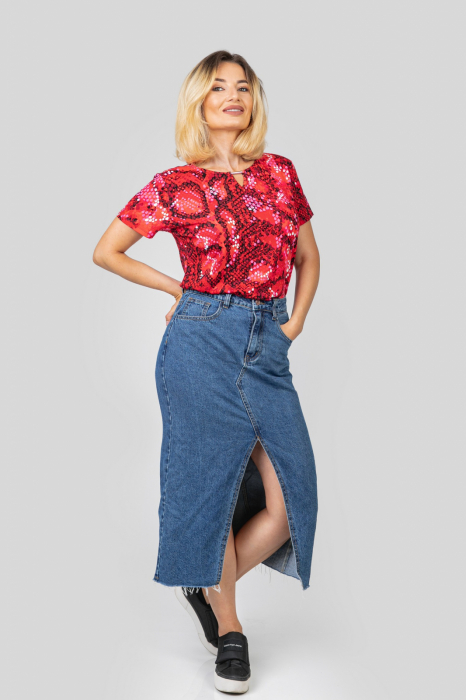 Bluza rosie cu imprimeu snake [4]