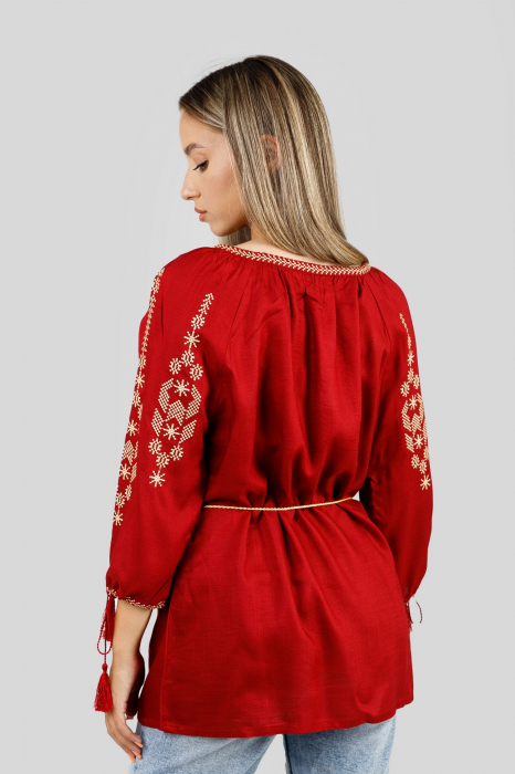 Bluza rosie cu motiv geometric auriu Iosefina 03 [3]
