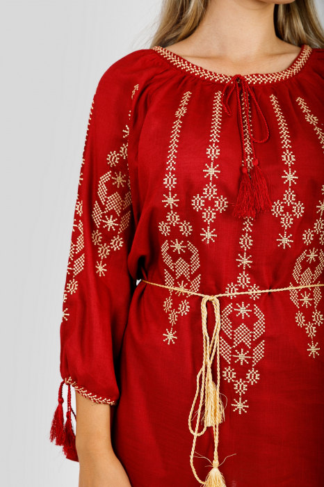 Bluza rosie cu motiv geometric auriu Iosefina 03 [2]