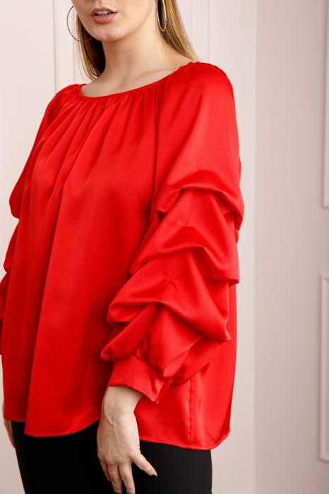 Bluza rosie eleganta cu maneci bufante [2]