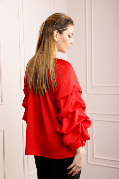 Bluza rosie eleganta cu maneci bufante [3]