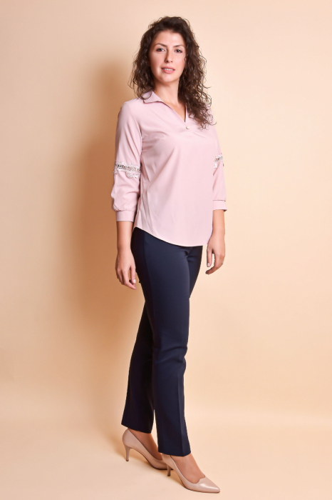 Bluza roz cu dantela pe maneca [10]
