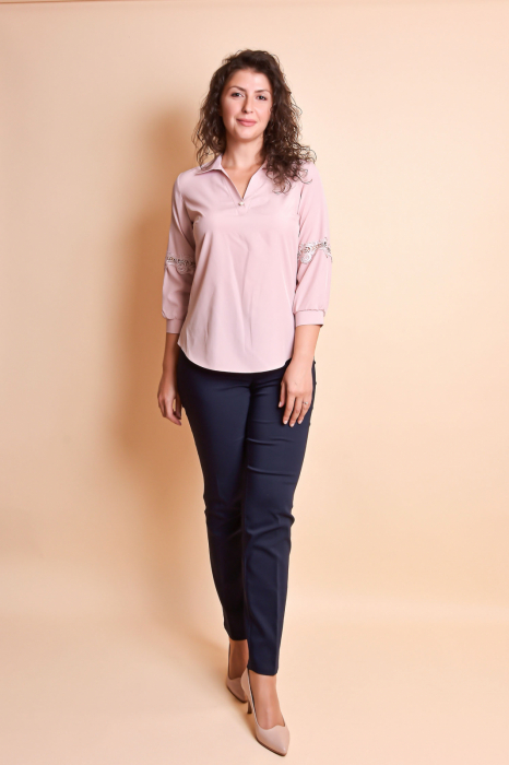 Bluza roz cu dantela pe maneca [8]