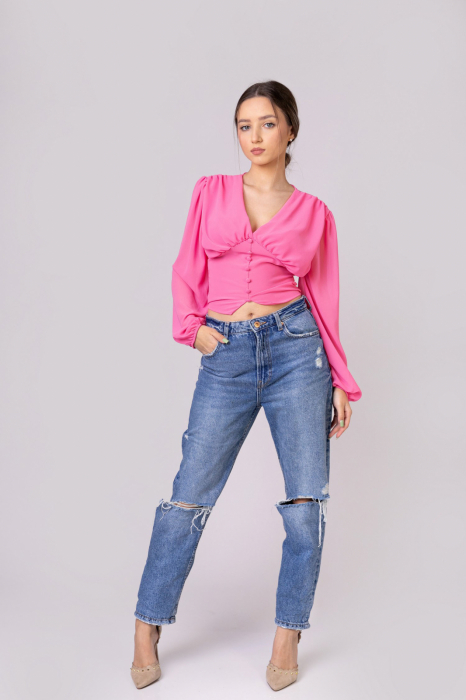 Bluza roz cu maneci bufante [4]