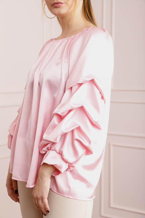 Bluza roz eleganta cu maneci bufante [2]