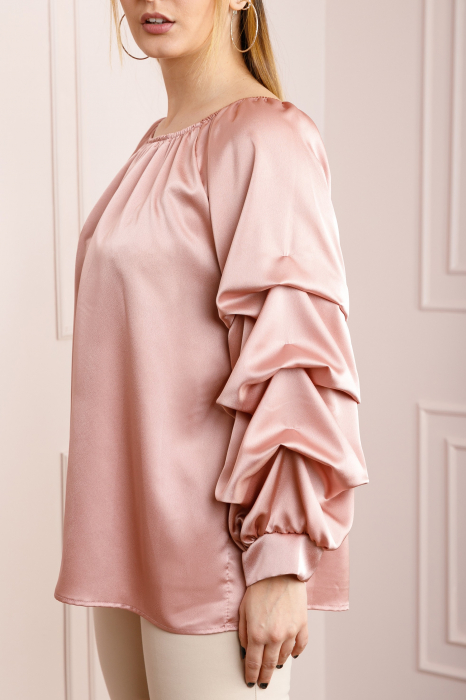 Bluza roz piersica eleganta cu maneci bufante [2]