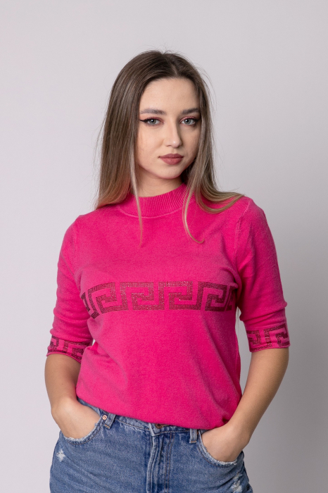 Bluza roz tricotata cu maneca scurta [3]