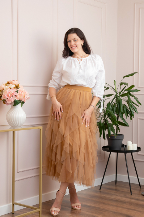 Bluza tip ie alba cu motiv geometric alb Angelina 01 [4]