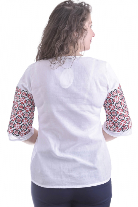 Bluza alba cu motiv floral rosu Ariana 02 [3]