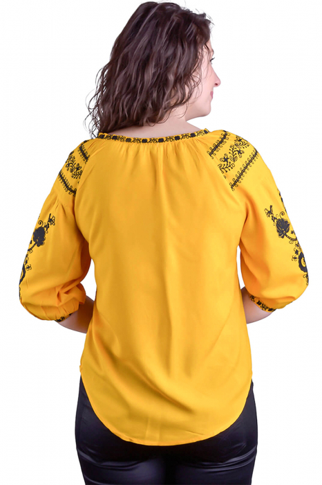 Bluza galbena cu motiv floral negru Fernanda 02 [3]