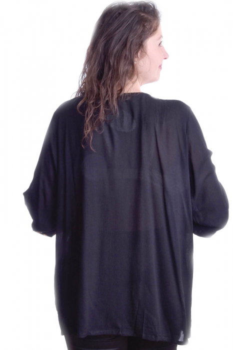 Bluza traditionala neagra cu motiv floral multicolor Ingrid [3]