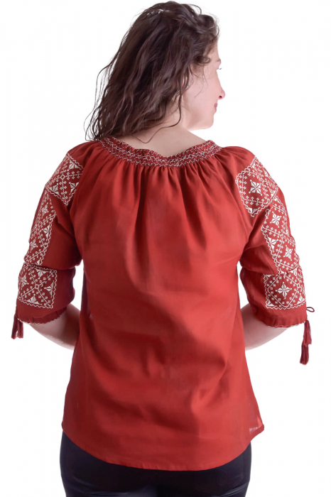Bluza rosie cu motiv geometric alb Elvira 02 [3]