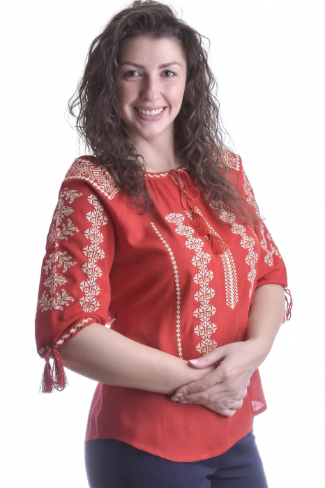 Bluza rosie cu motiv geometric auriu Melissa 02 [2]